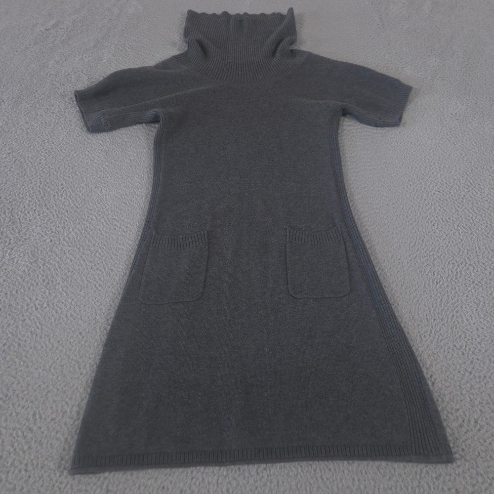 Athleta Dress Women S Gray Zuni Cowl Neck Short Sleeve Cotton Blend Knit Pockets